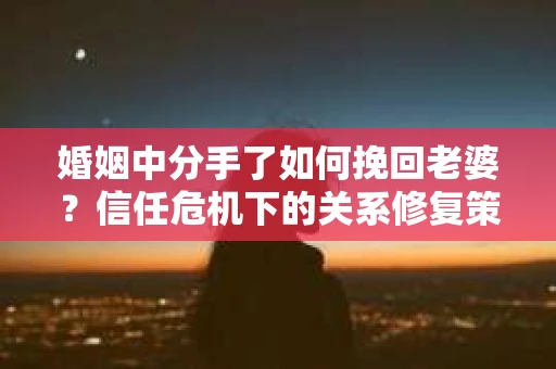 婚姻中分手了如何挽回老婆？信任危机下的关系修复策略